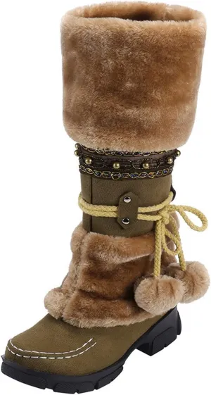 Snow Boots for Women Cute Waterproof Winter Walking Boots for Women Winter Brown Boots for Women
