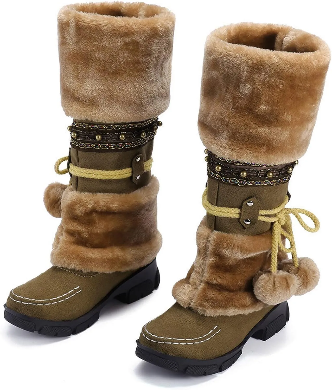 Snow Boots for Women Cute Waterproof Winter Walking Boots for Women Winter Brown Boots for Women