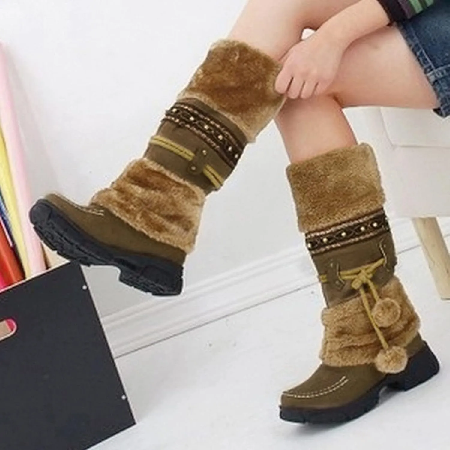 Snow Boots for Women Cute Waterproof Winter Walking Boots for Women Winter Brown Boots for Women