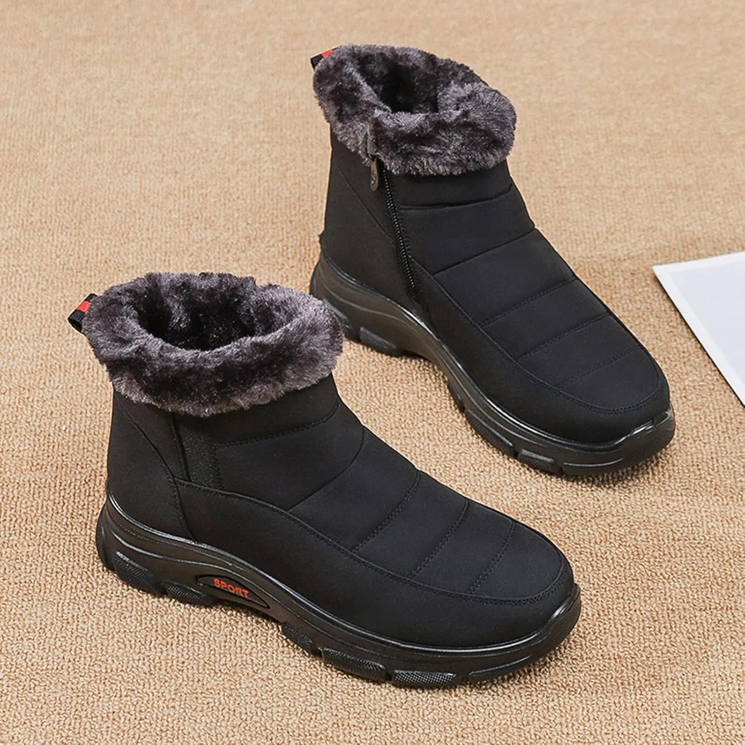 Snow Boots Women Winter Ankle Boots for Women Furry Lined Warm Insulated Comfortable Dressy Booties Waterproof Boots Side Zipper Short Booties Outdoor Shoes for Women Cold-Weather Boots