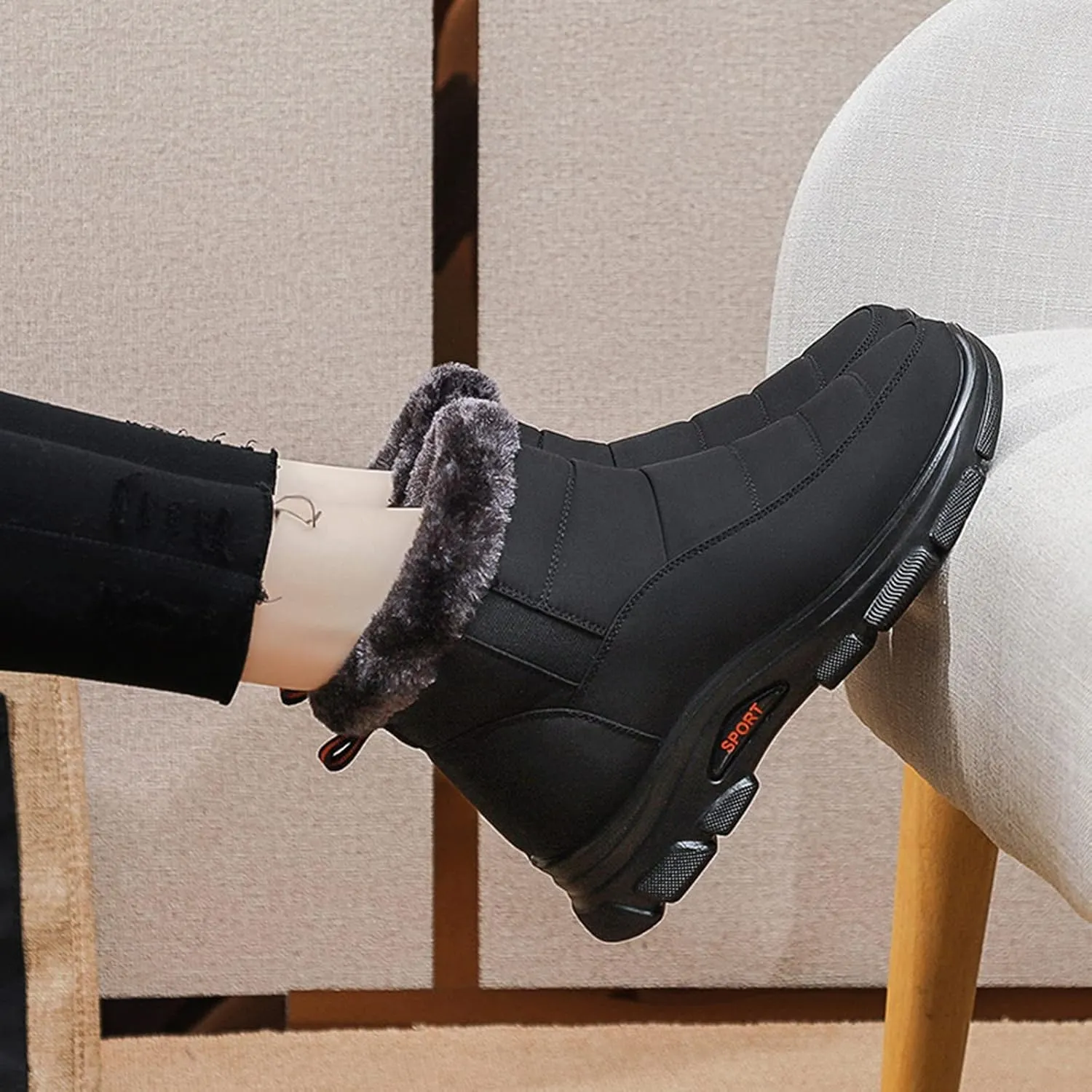 Snow Boots Women Winter Ankle Boots for Women Furry Lined Warm Insulated Comfortable Dressy Booties Waterproof Boots Side Zipper Short Booties Outdoor Shoes for Women Cold-Weather Boots
