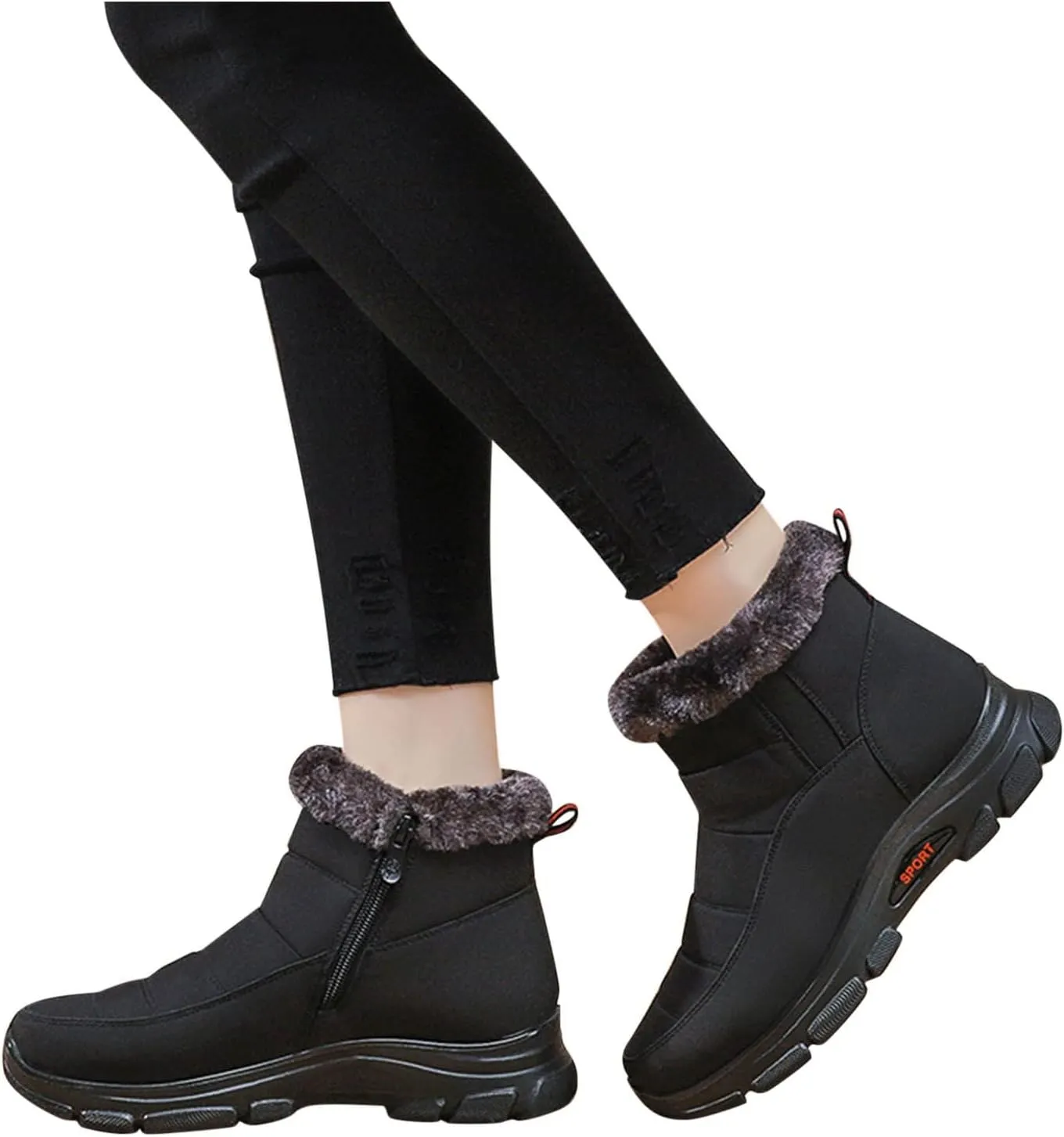 Snow Boots Women Winter Ankle Boots for Women Furry Lined Warm Insulated Comfortable Dressy Booties Waterproof Boots Side Zipper Short Booties Outdoor Shoes for Women Cold-Weather Boots