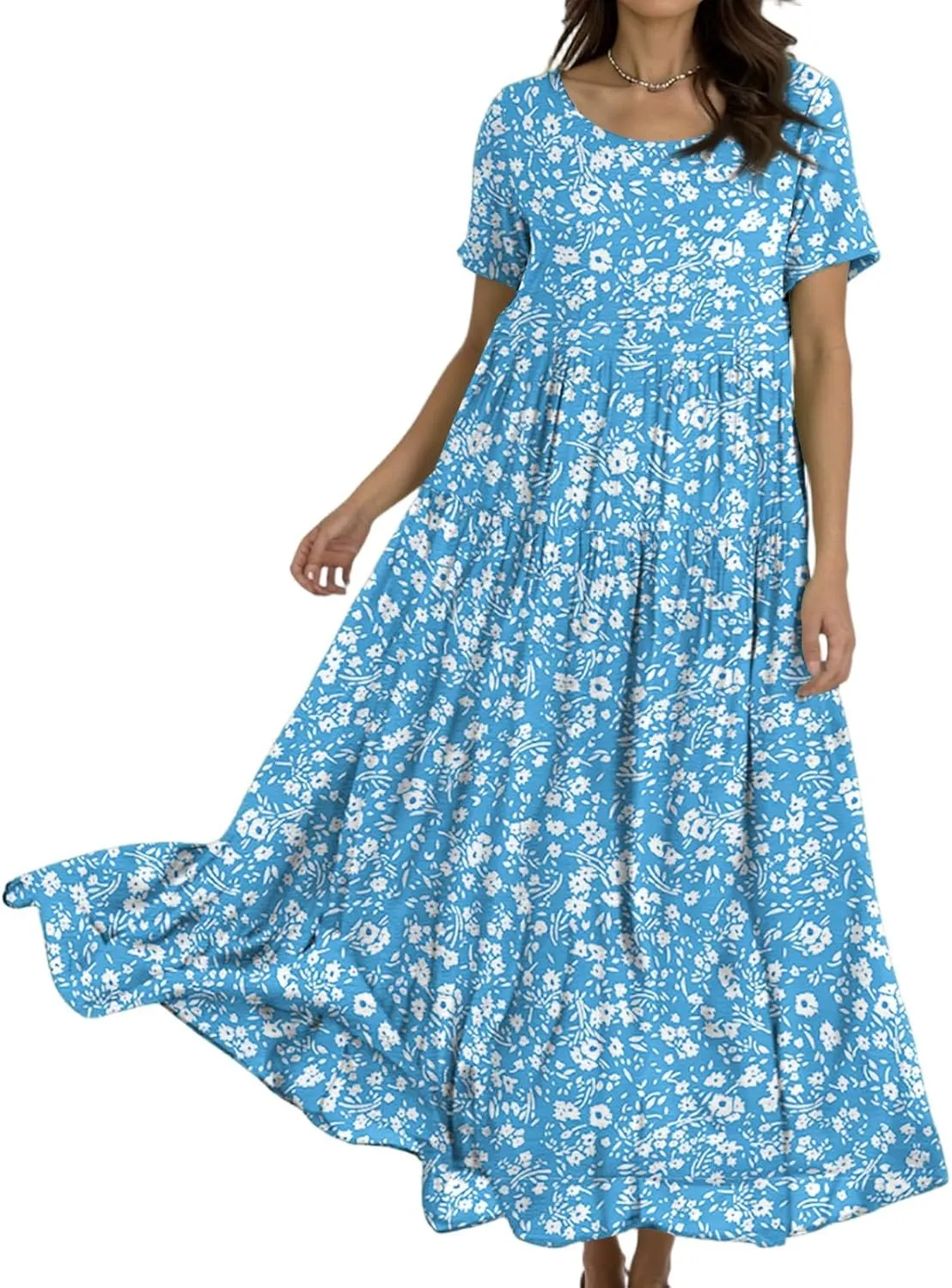 Spring Maxi Dresses for Women 2025, Vacation Flower Print Trendy Elegant Summer Boho Womens Sundresses