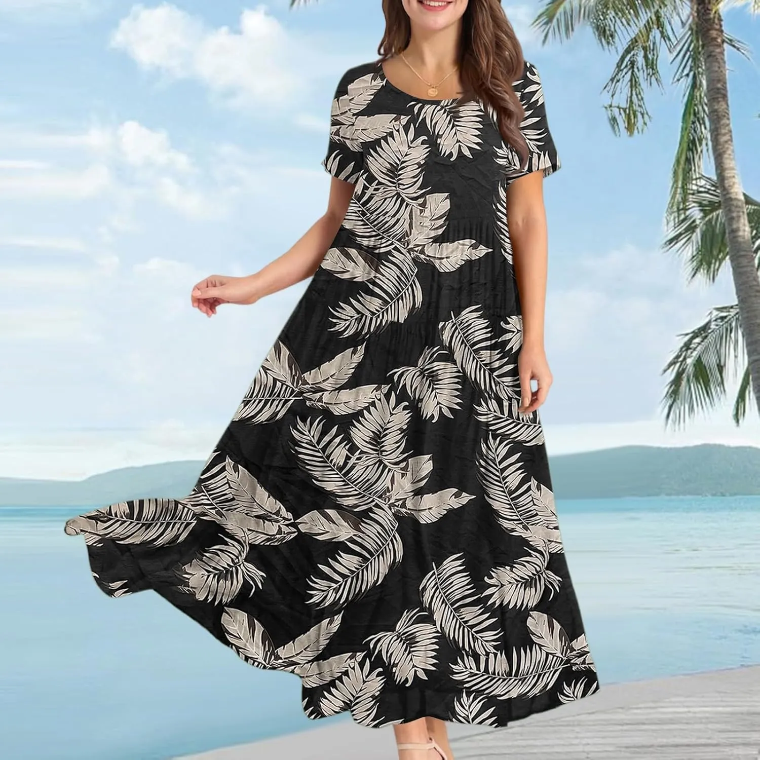 Spring Maxi Dresses for Women 2025, Vacation Flower Print Trendy Elegant Summer Boho Womens Sundresses
