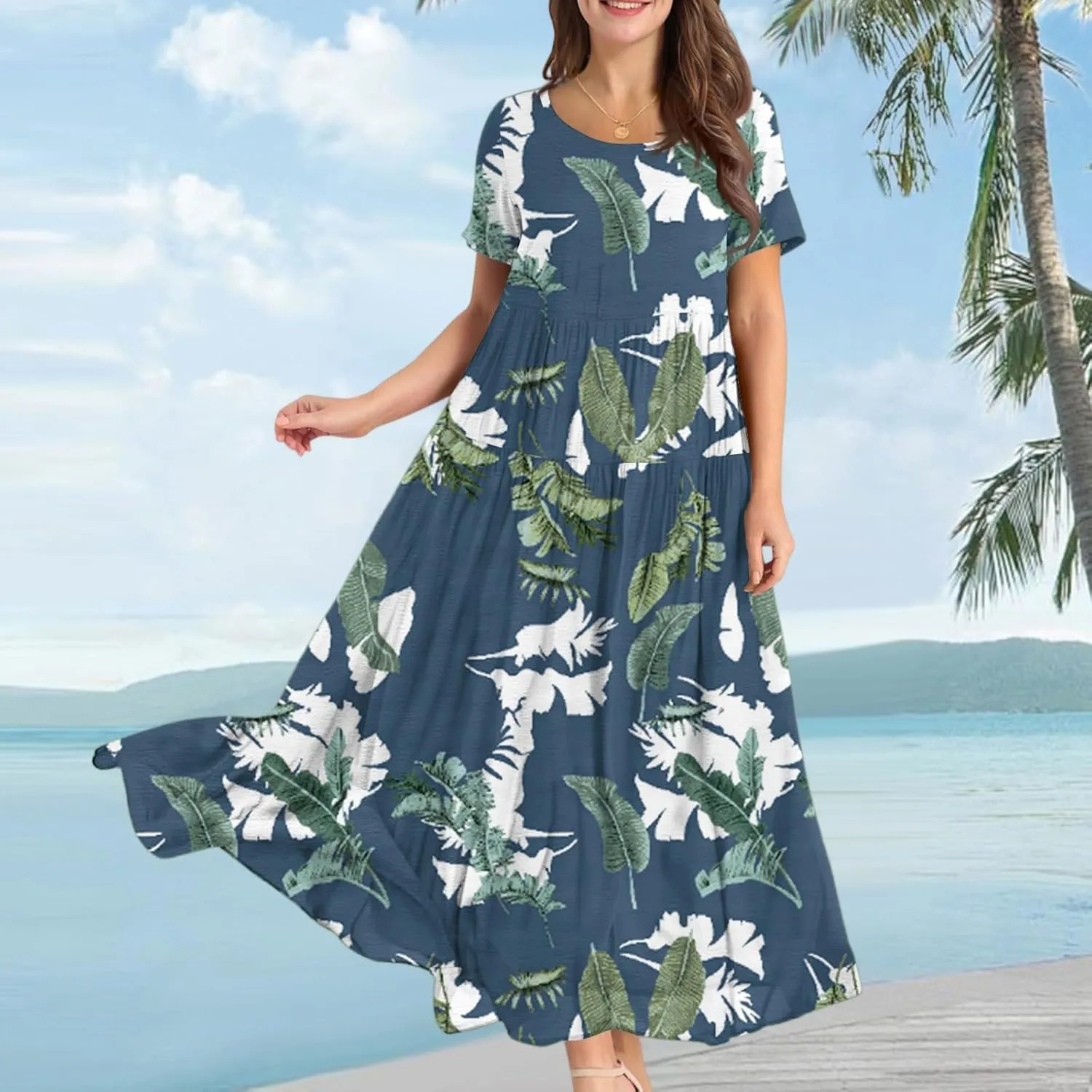 Spring Maxi Dresses for Women 2025, Vacation Flower Print Trendy Elegant Summer Boho Womens Sundresses