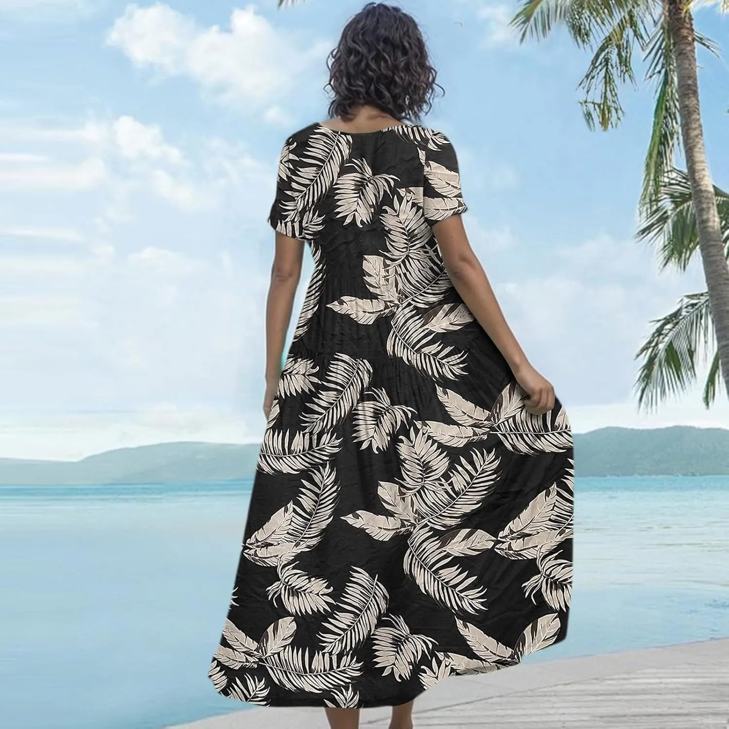Spring Maxi Dresses for Women 2025, Vacation Flower Print Trendy Elegant Summer Boho Womens Sundresses