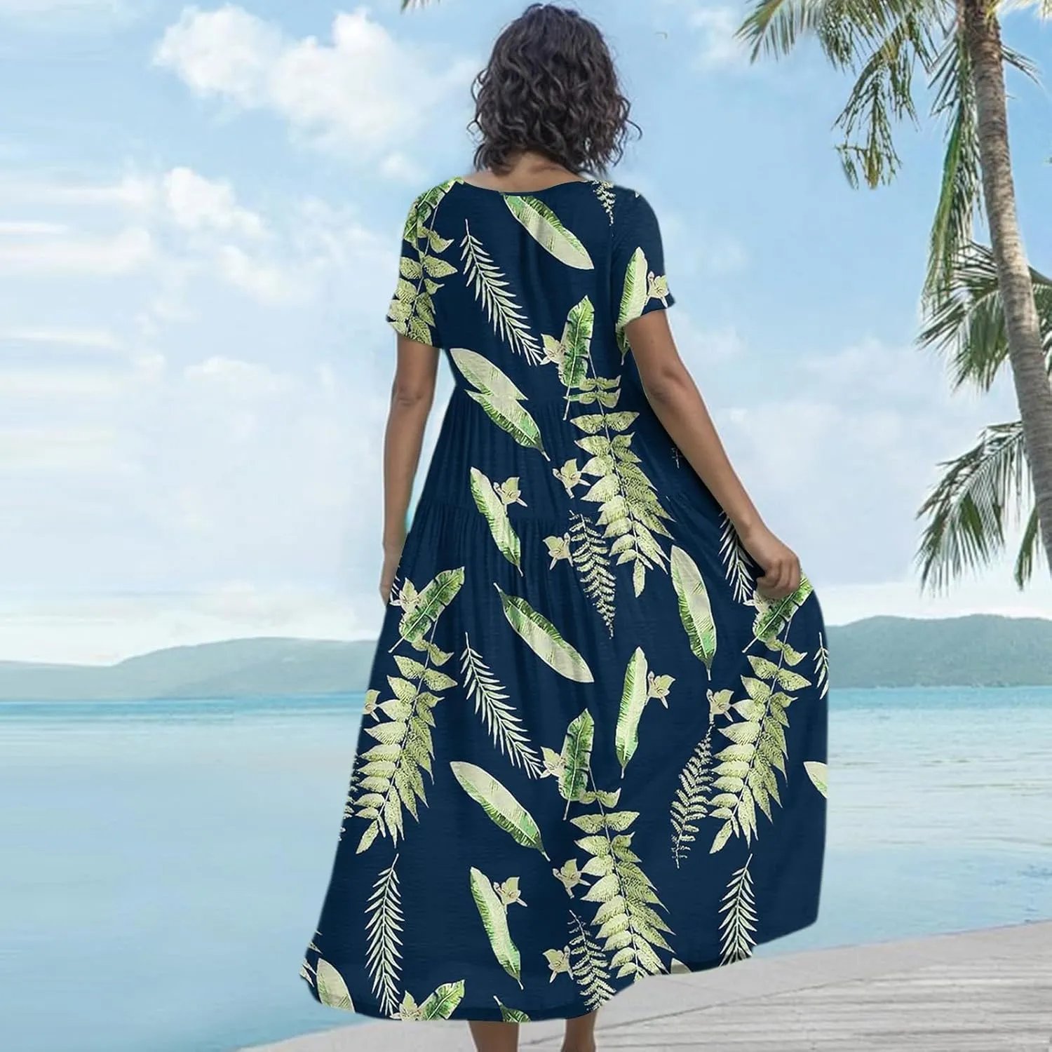 Spring Maxi Dresses for Women 2025, Vacation Flower Print Trendy Elegant Summer Boho Womens Sundresses