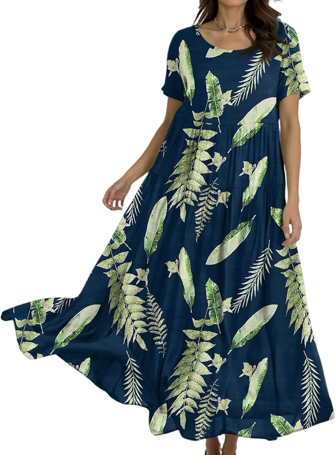 Spring Maxi Dresses for Women 2025, Vacation Flower Print Trendy Elegant Summer Boho Womens Sundresses