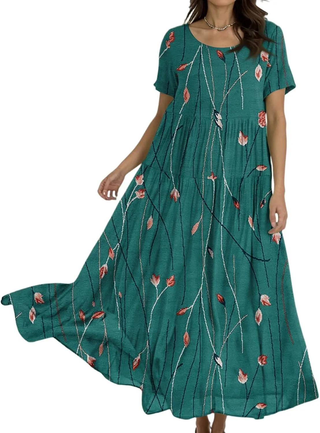 Spring Maxi Dresses for Women 2025, Vacation Flower Print Trendy Elegant Summer Boho Womens Sundresses