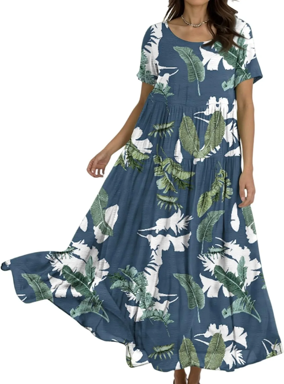 Spring Maxi Dresses for Women 2025, Vacation Flower Print Trendy Elegant Summer Boho Womens Sundresses