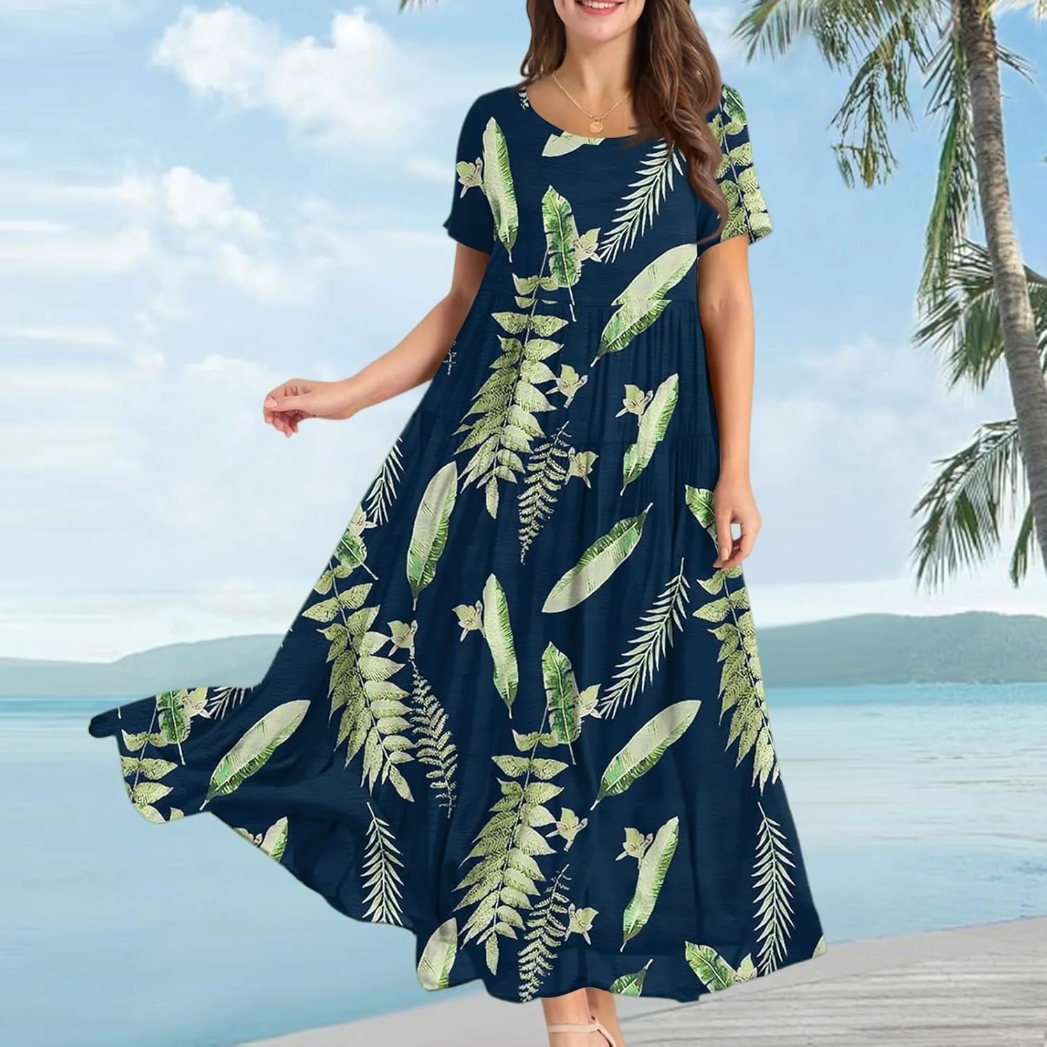 Spring Maxi Dresses for Women 2025, Vacation Flower Print Trendy Elegant Summer Boho Womens Sundresses