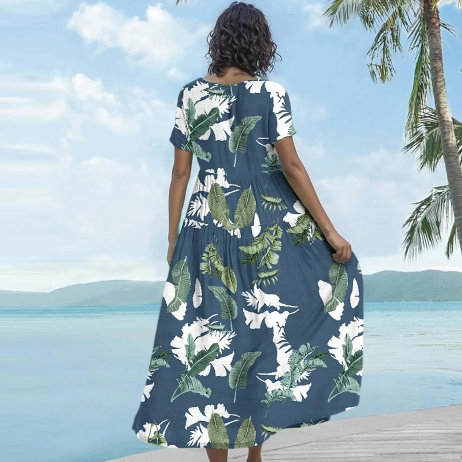 Spring Maxi Dresses for Women 2025, Vacation Flower Print Trendy Elegant Summer Boho Womens Sundresses