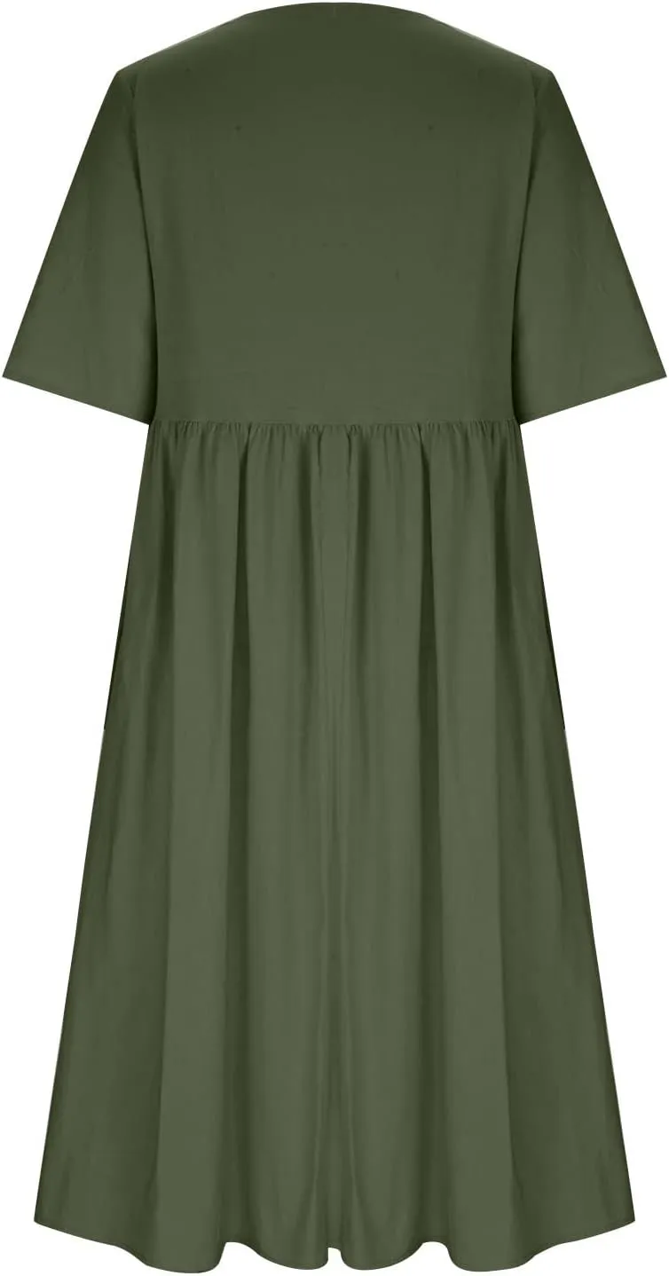 T Shirt Dress for Women 2025 Plus Size Casual Floral Print Summer Dress Comfy Loose Fit Long Dresses with Pockets