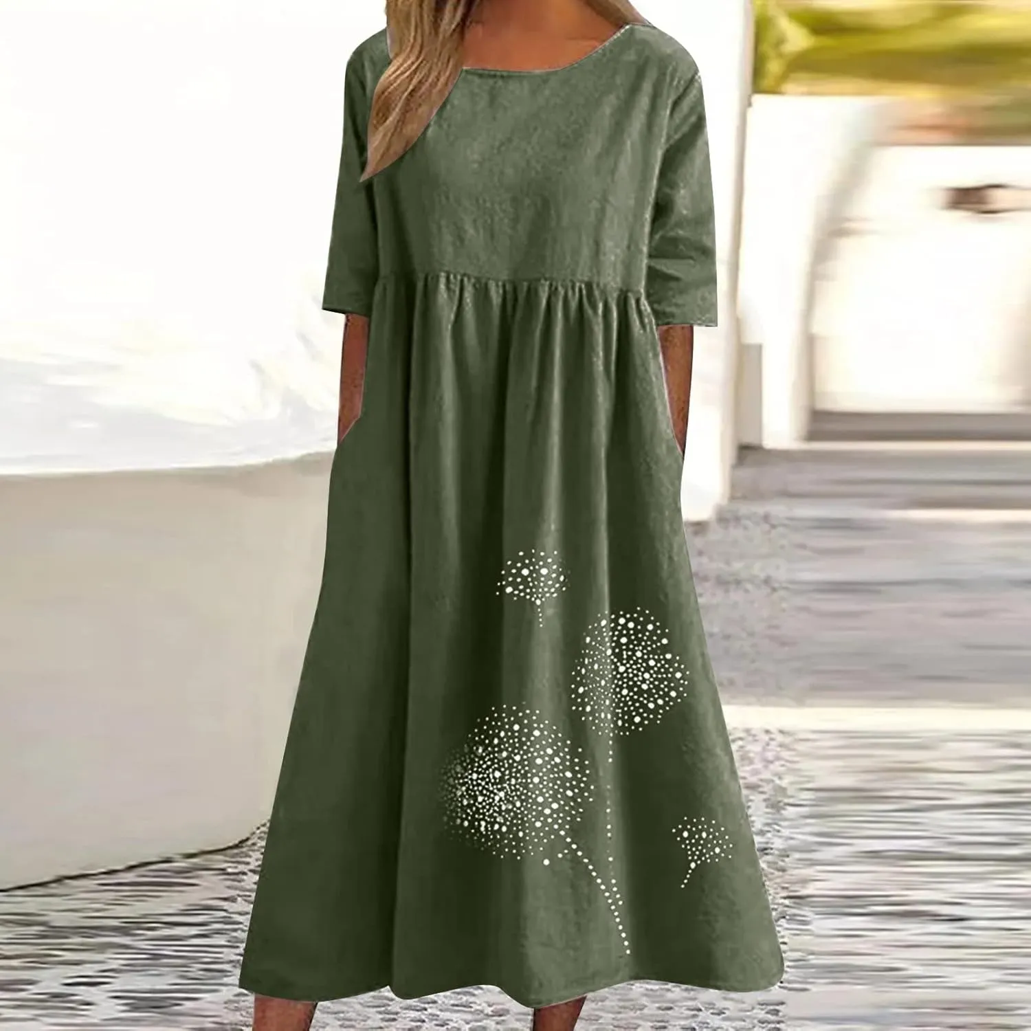 T Shirt Dress for Women 2025 Plus Size Casual Floral Print Summer Dress Comfy Loose Fit Long Dresses with Pockets