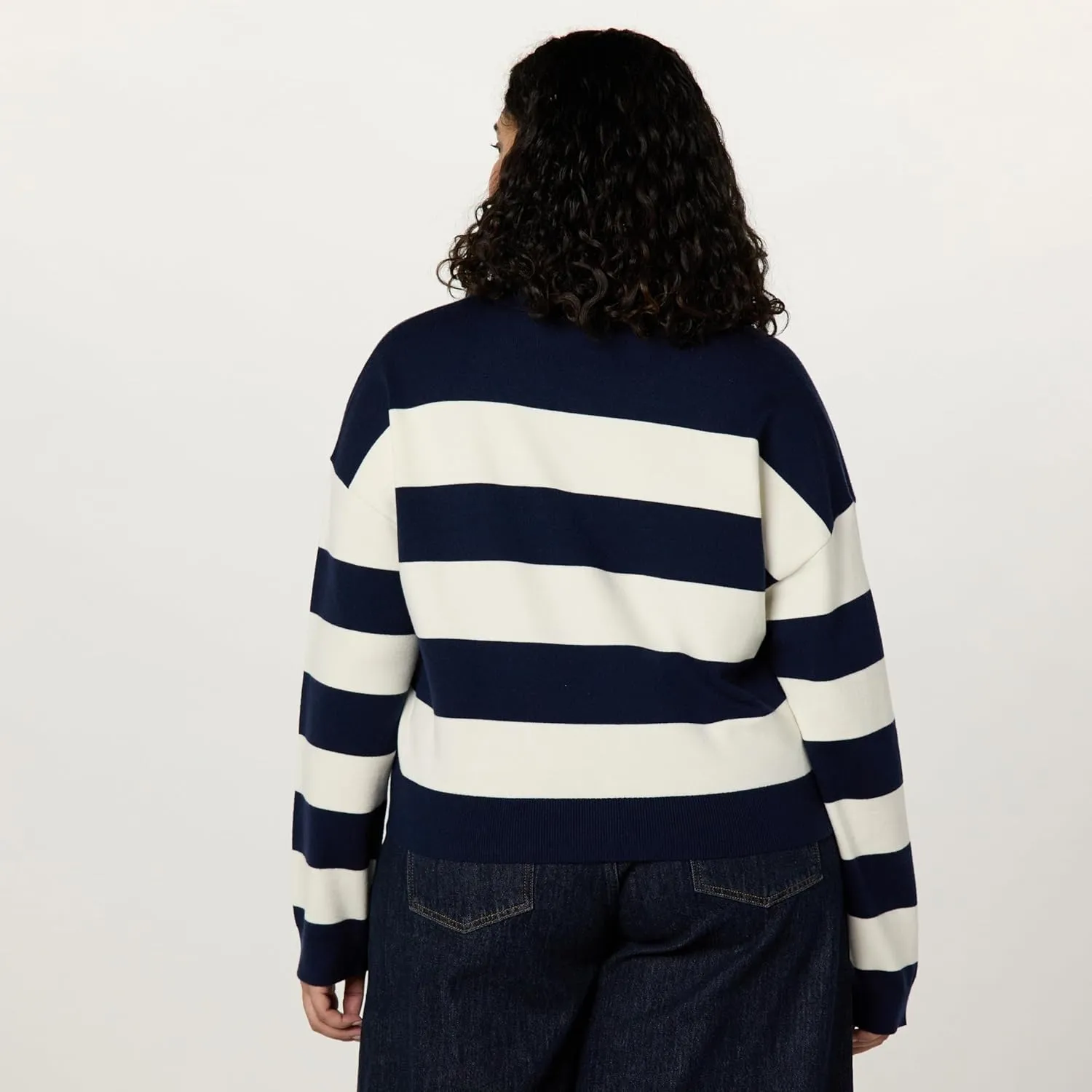 The Drop Women's Joan Splitneck Polo Long Sleeve Sweater