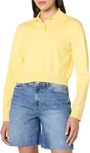 The Drop Women's Joan Splitneck Polo Long Sleeve Sweater