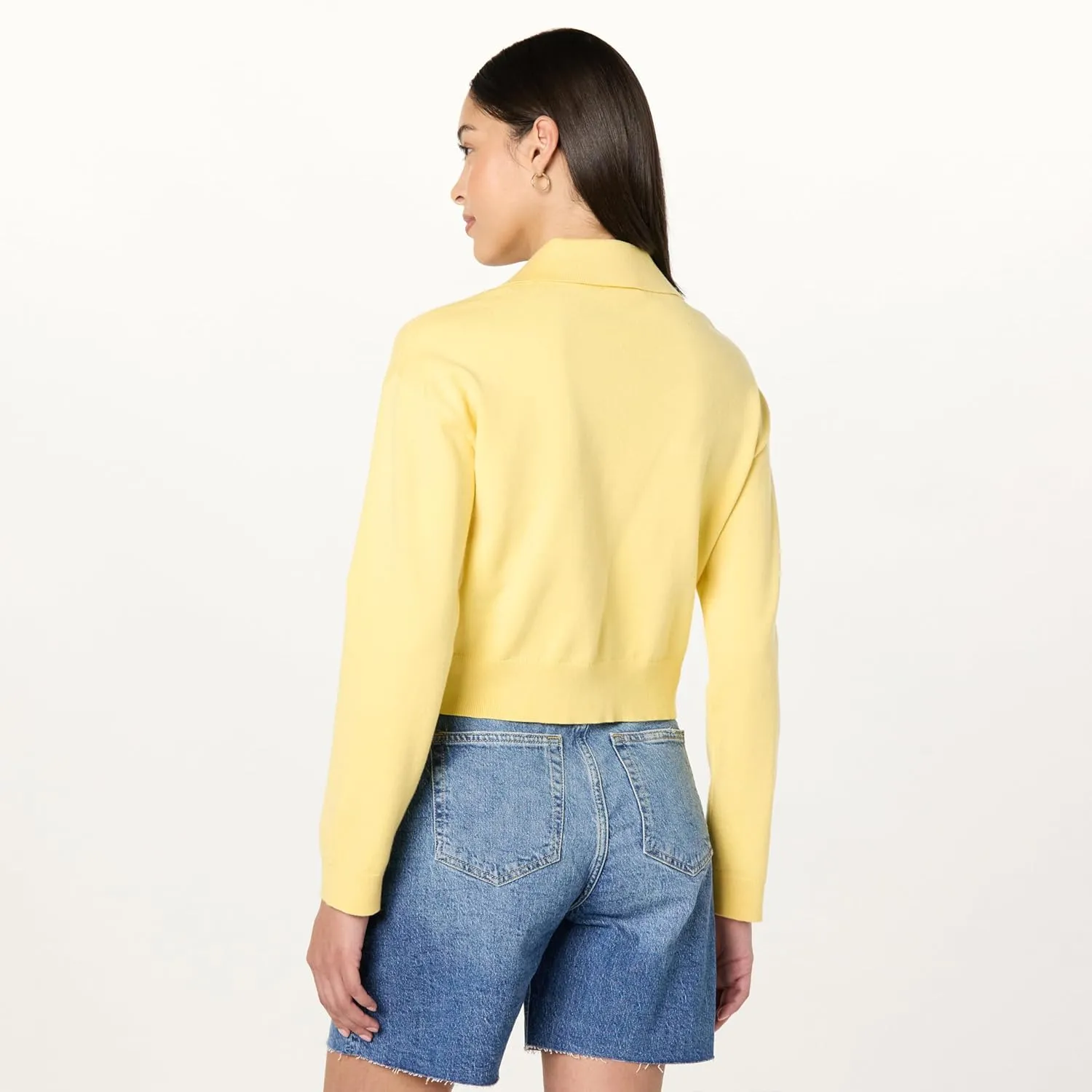 The Drop Women's Joan Splitneck Polo Long Sleeve Sweater
