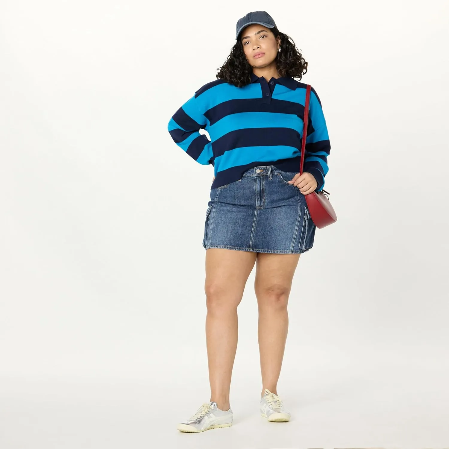 The Drop Women's Joan Splitneck Polo Long Sleeve Sweater