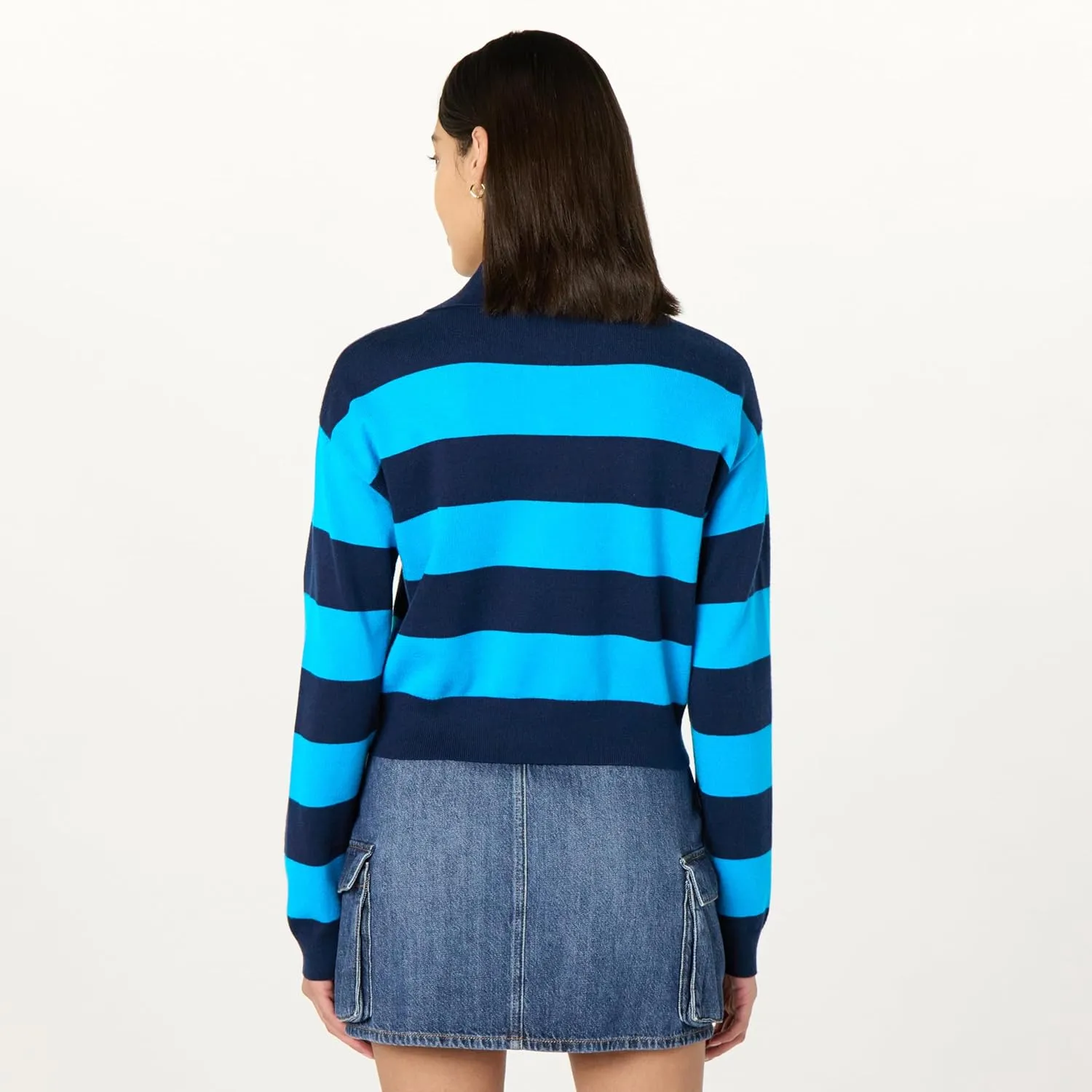 The Drop Women's Joan Splitneck Polo Long Sleeve Sweater