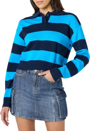 The Drop Women's Joan Splitneck Polo Long Sleeve Sweater