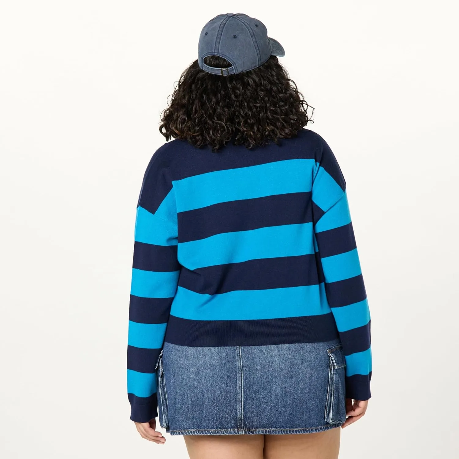 The Drop Women's Joan Splitneck Polo Long Sleeve Sweater
