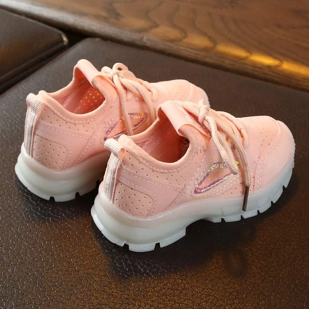 Toddler Kids Led Luminous Sport Shoes 15M-6T Little Boy Girl Solid Breathable Mesh Fashion Run Sneakers Shoes