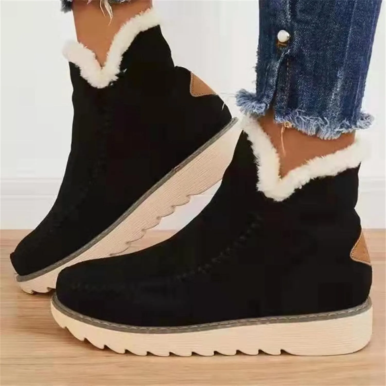 Trending Winter Boots For Women 2024 Warm Snow Fuzzy Ankle Booties Flat Cute Silp On Comfortable Casual Loafers Shoes