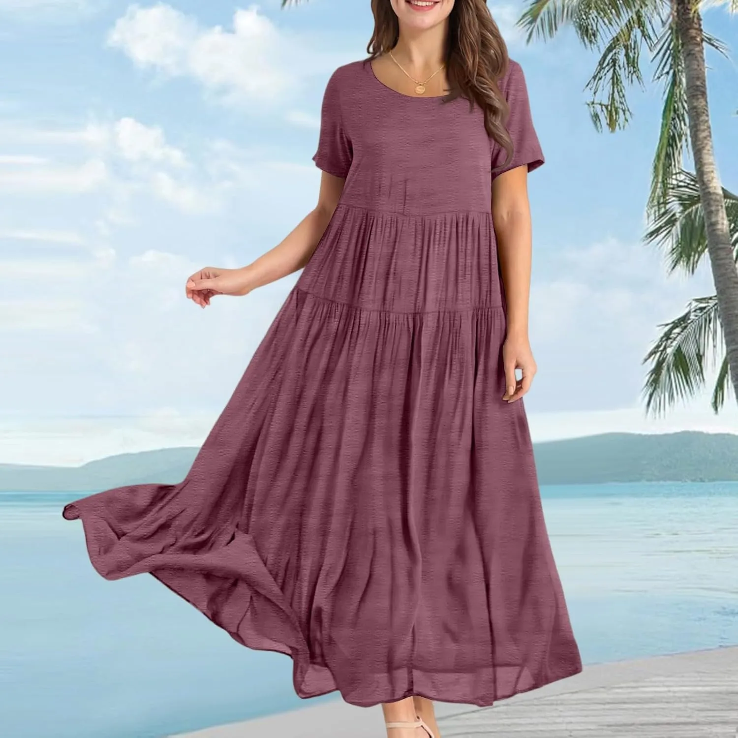 Trendy Dresses for Women 2025, Elegant Spring Beach Boho Summer Flower Print Sundress