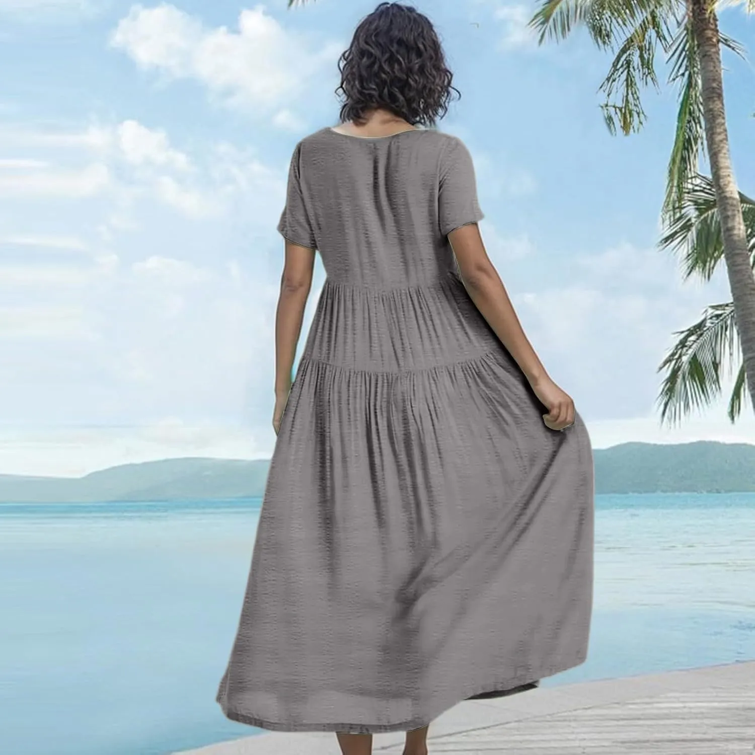 Trendy Dresses for Women 2025, Elegant Spring Beach Boho Summer Flower Print Sundress