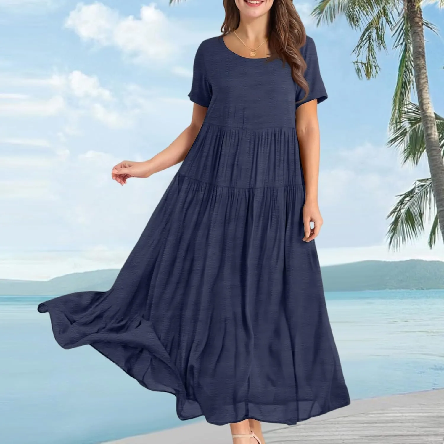 Trendy Dresses for Women 2025, Elegant Spring Beach Boho Summer Flower Print Sundress
