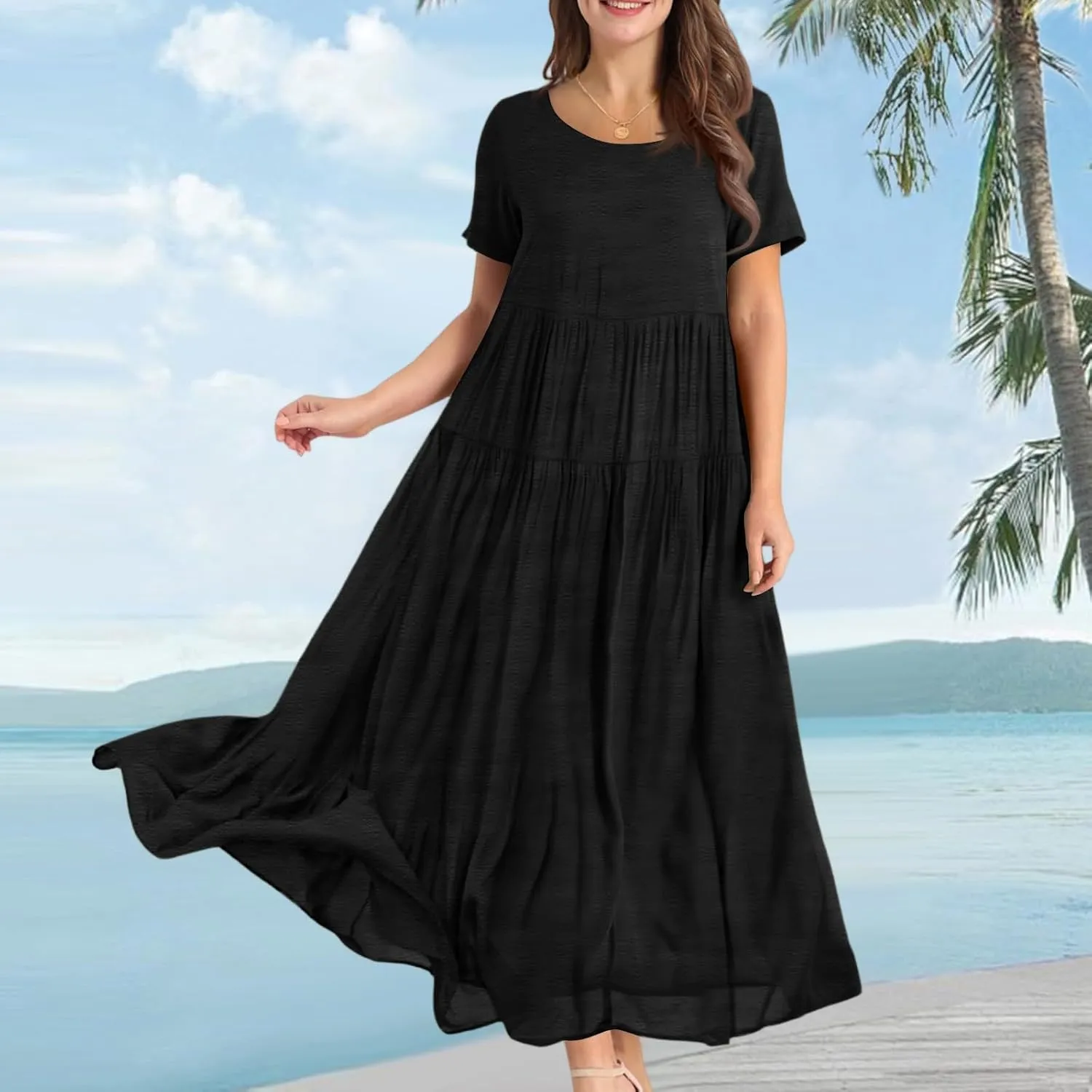 Trendy Dresses for Women 2025, Elegant Spring Beach Boho Summer Flower Print Sundress