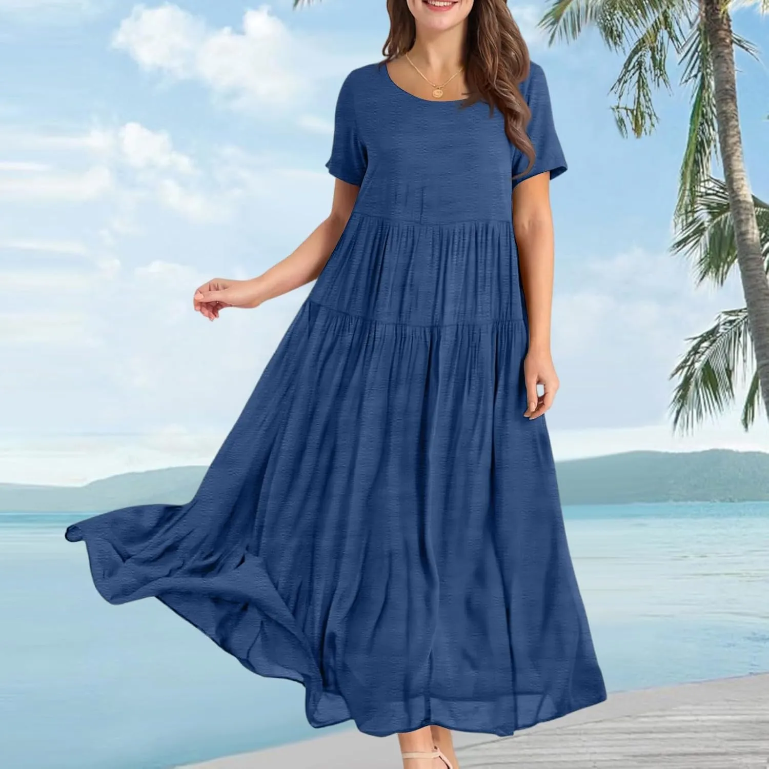 Trendy Dresses for Women 2025, Elegant Spring Beach Boho Summer Flower Print Sundress