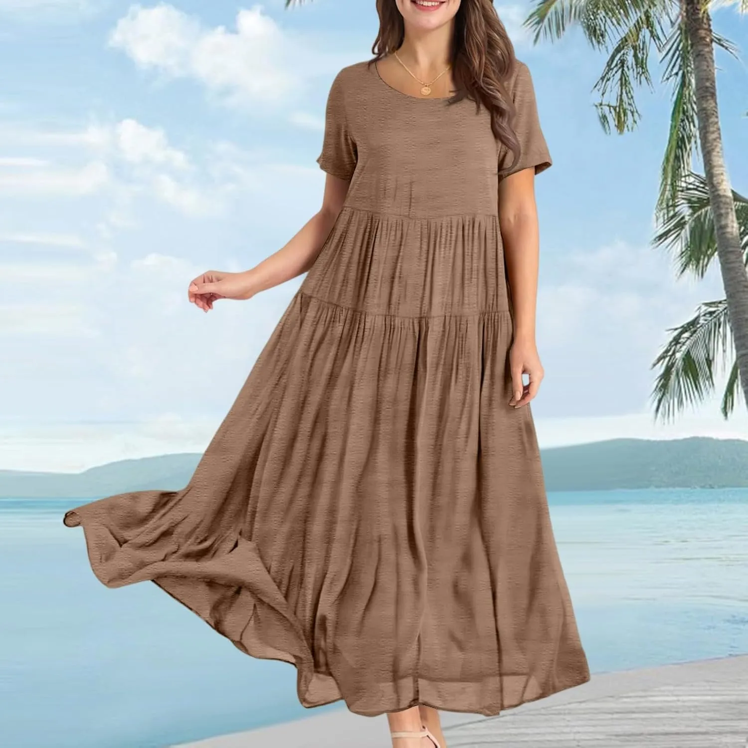 Trendy Dresses for Women 2025, Elegant Spring Beach Boho Summer Flower Print Sundress