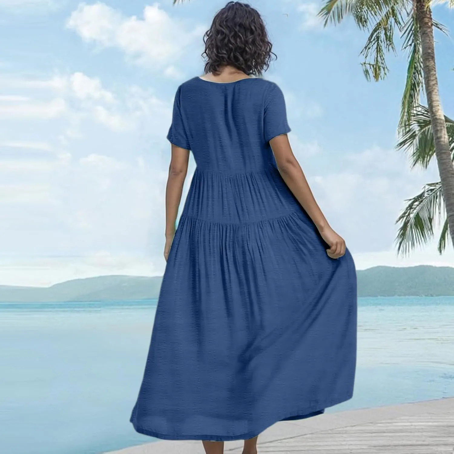 Trendy Dresses for Women 2025, Elegant Spring Beach Boho Summer Flower Print Sundress