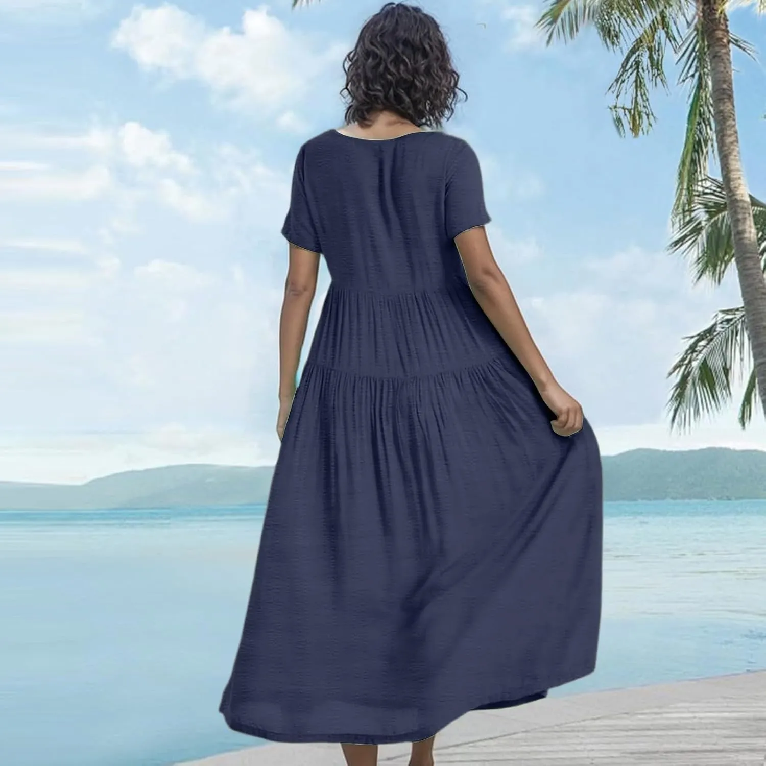 Trendy Dresses for Women 2025, Elegant Spring Beach Boho Summer Flower Print Sundress