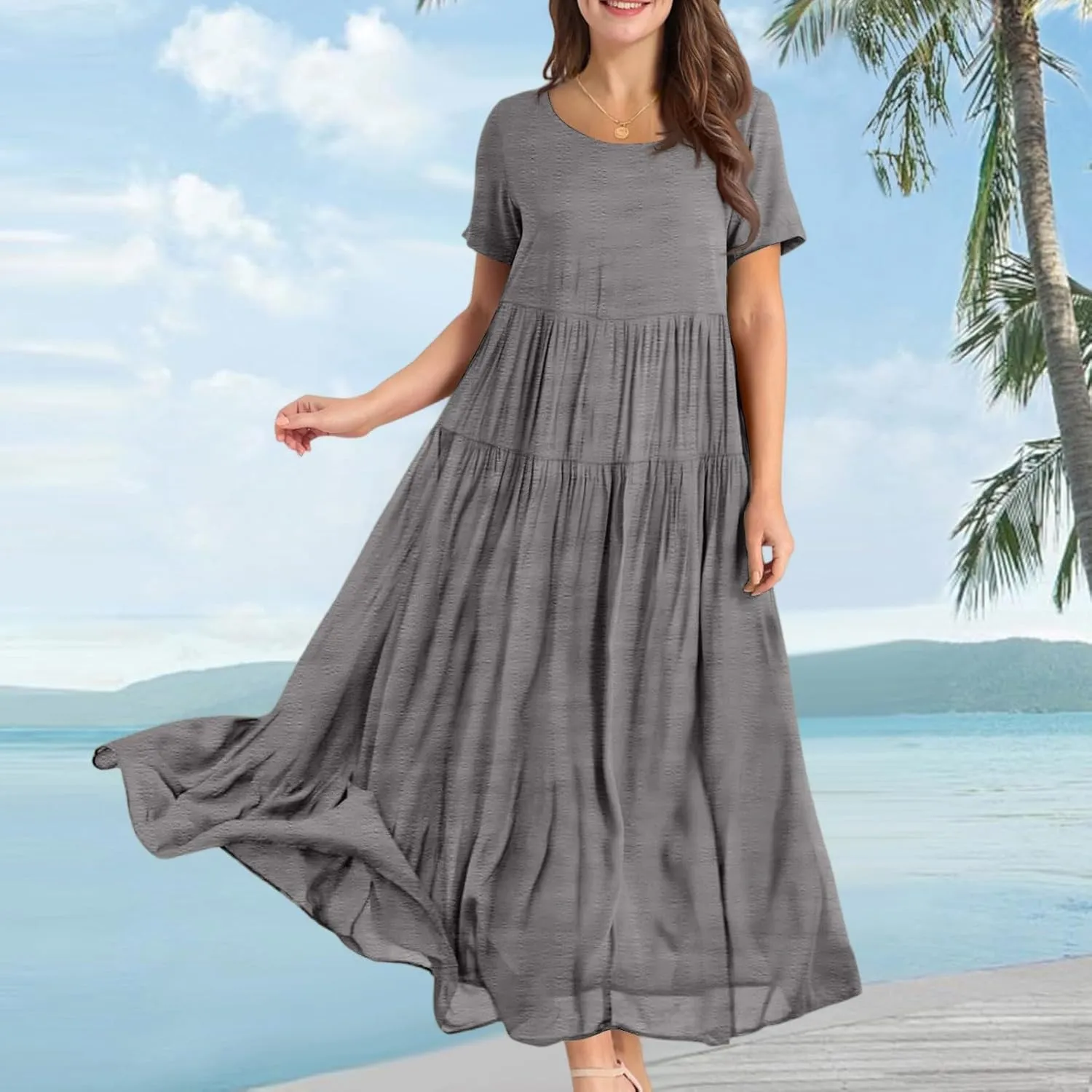 Trendy Dresses for Women 2025, Elegant Spring Beach Boho Summer Flower Print Sundress
