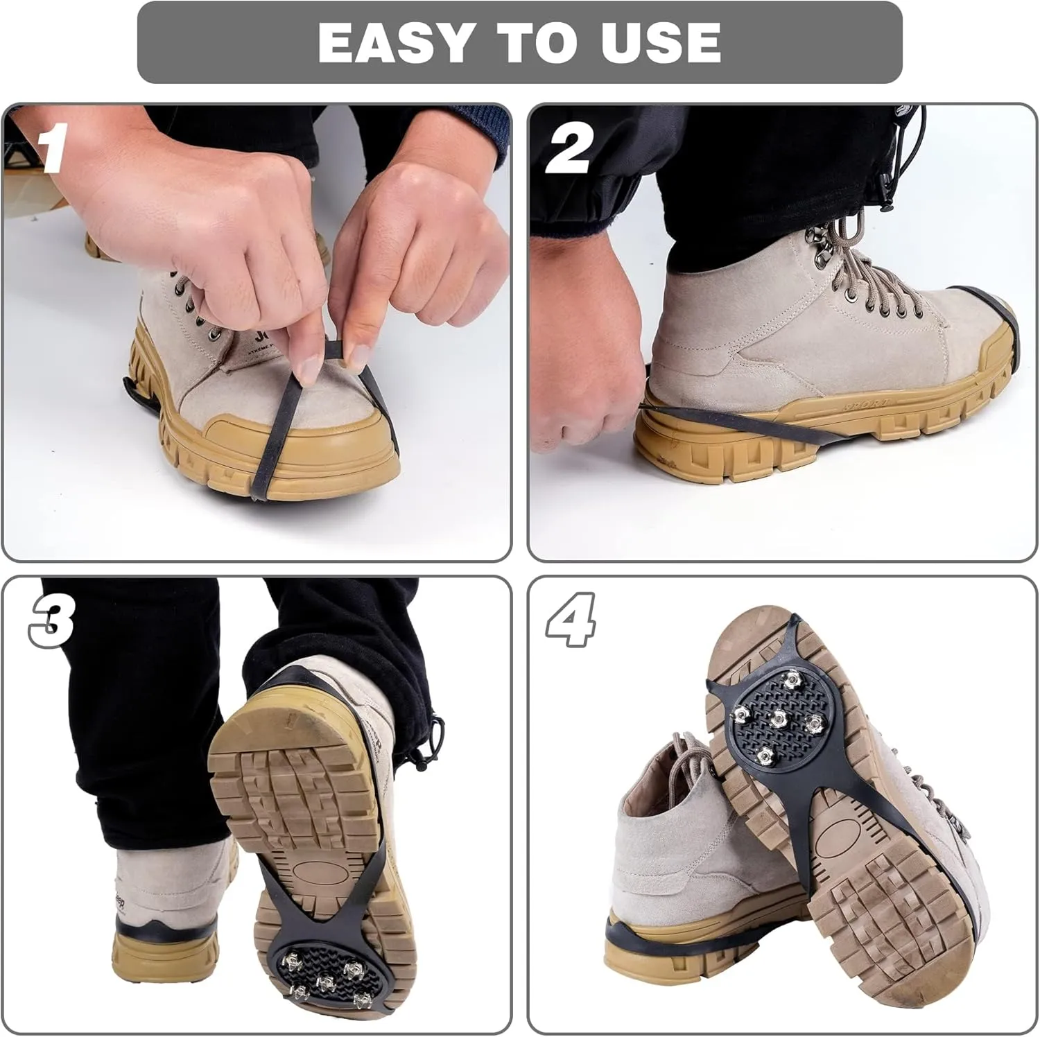 Universal Non-Slip Gripper Spikes, New Non Slip Gripper Spikes for Shoes, Traction Cleats Ice Snow Grips Anti Slip Silicone for Hiking Walking Climbing Fishing