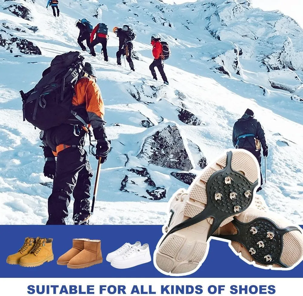 Universal Non-Slip Gripper Spikes, New Non Slip Gripper Spikes for Shoes, Traction Cleats Ice Snow Grips Anti Slip Silicone for Hiking Walking Climbing Fishing