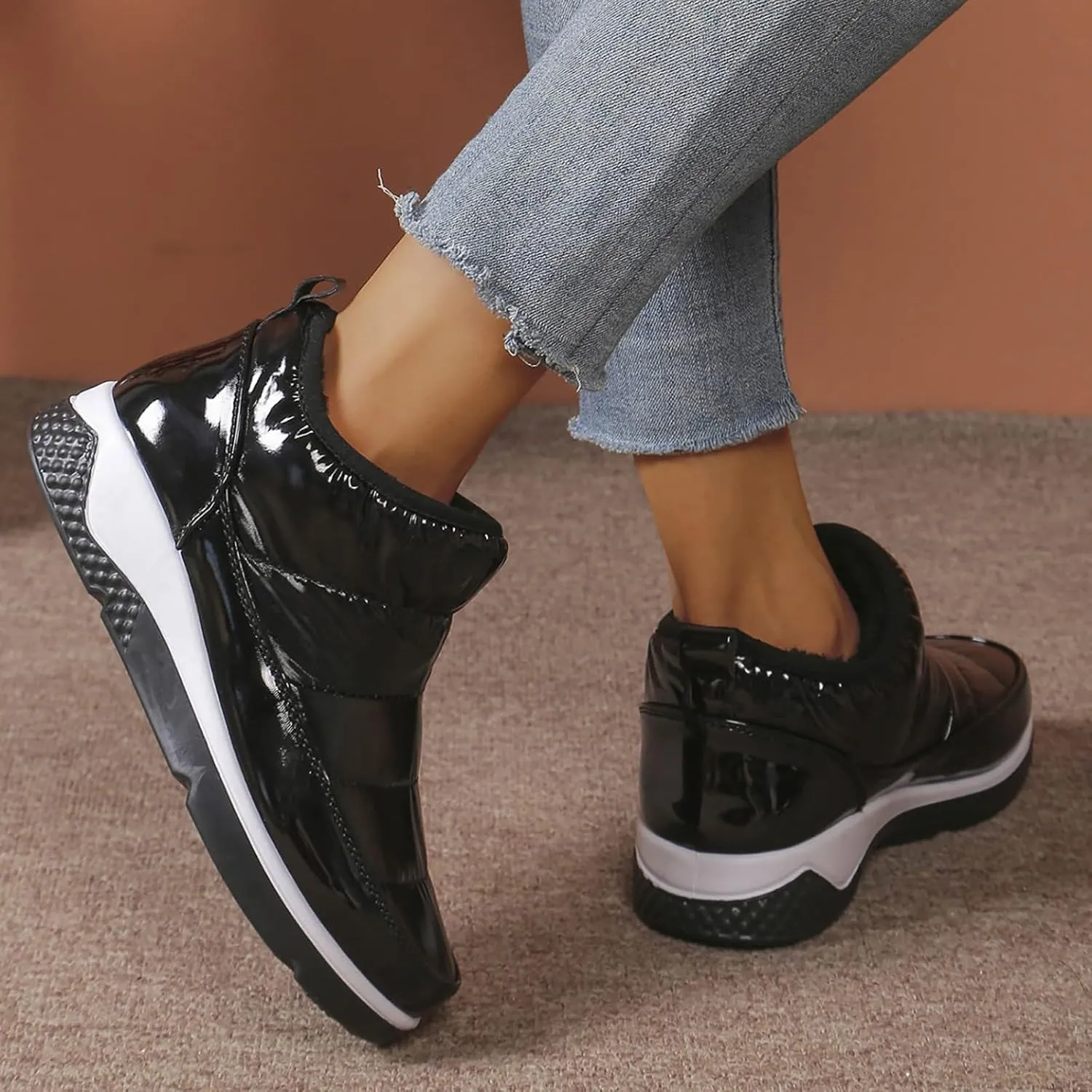 Winter Boots Women Fuzzy Snow Boots Women Border Large Size Round Toe Middle Help Extra Wide Calf Snow Boots for Women