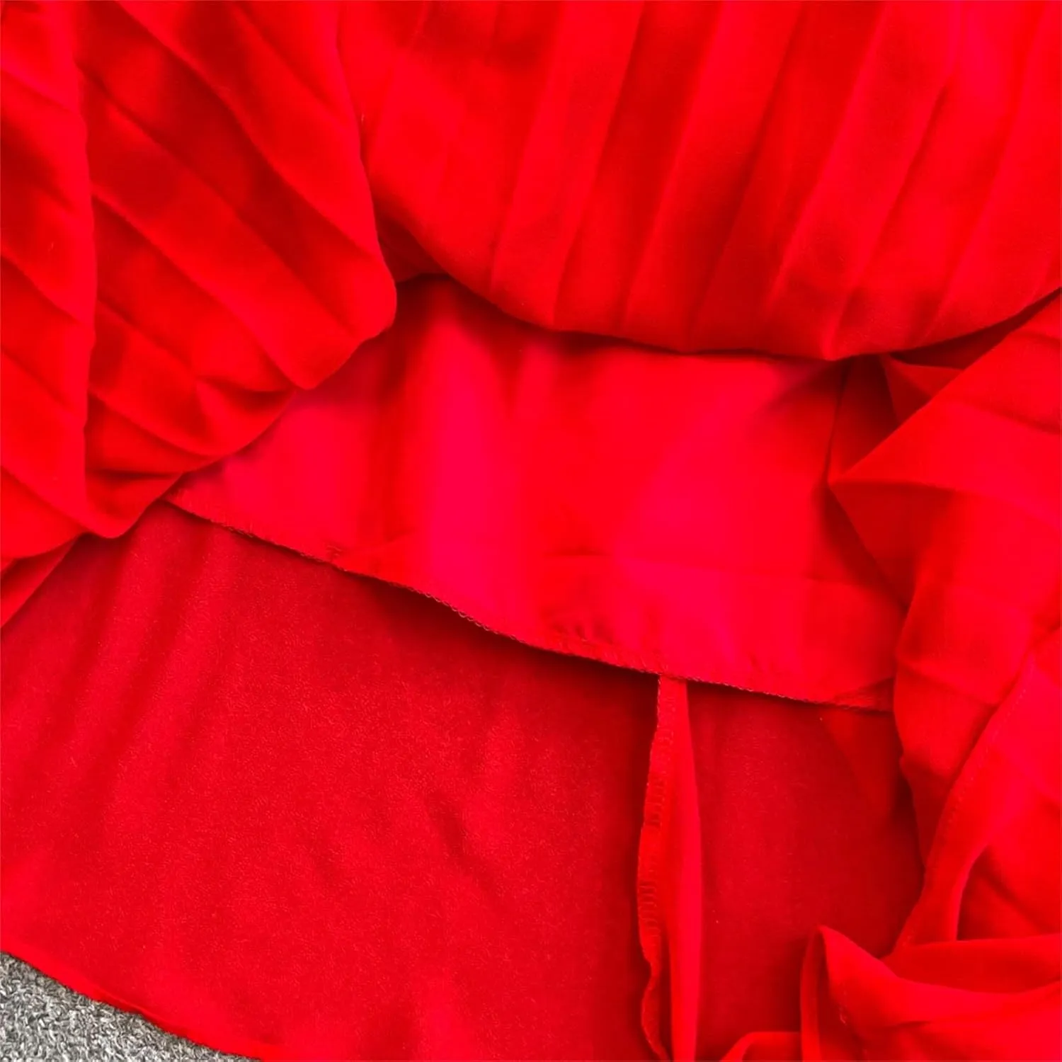 Women Beach Vacation Elegant Puff Sleeve Robe Draped Chiffon Pleated Party Long Dress