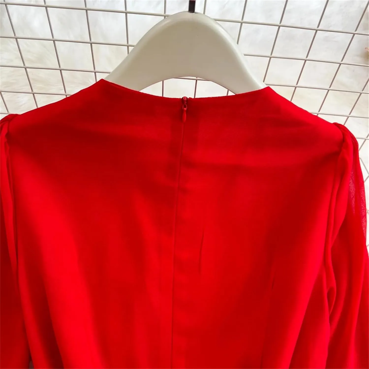 Women Beach Vacation Elegant Puff Sleeve Robe Draped Chiffon Pleated Party Long Dress
