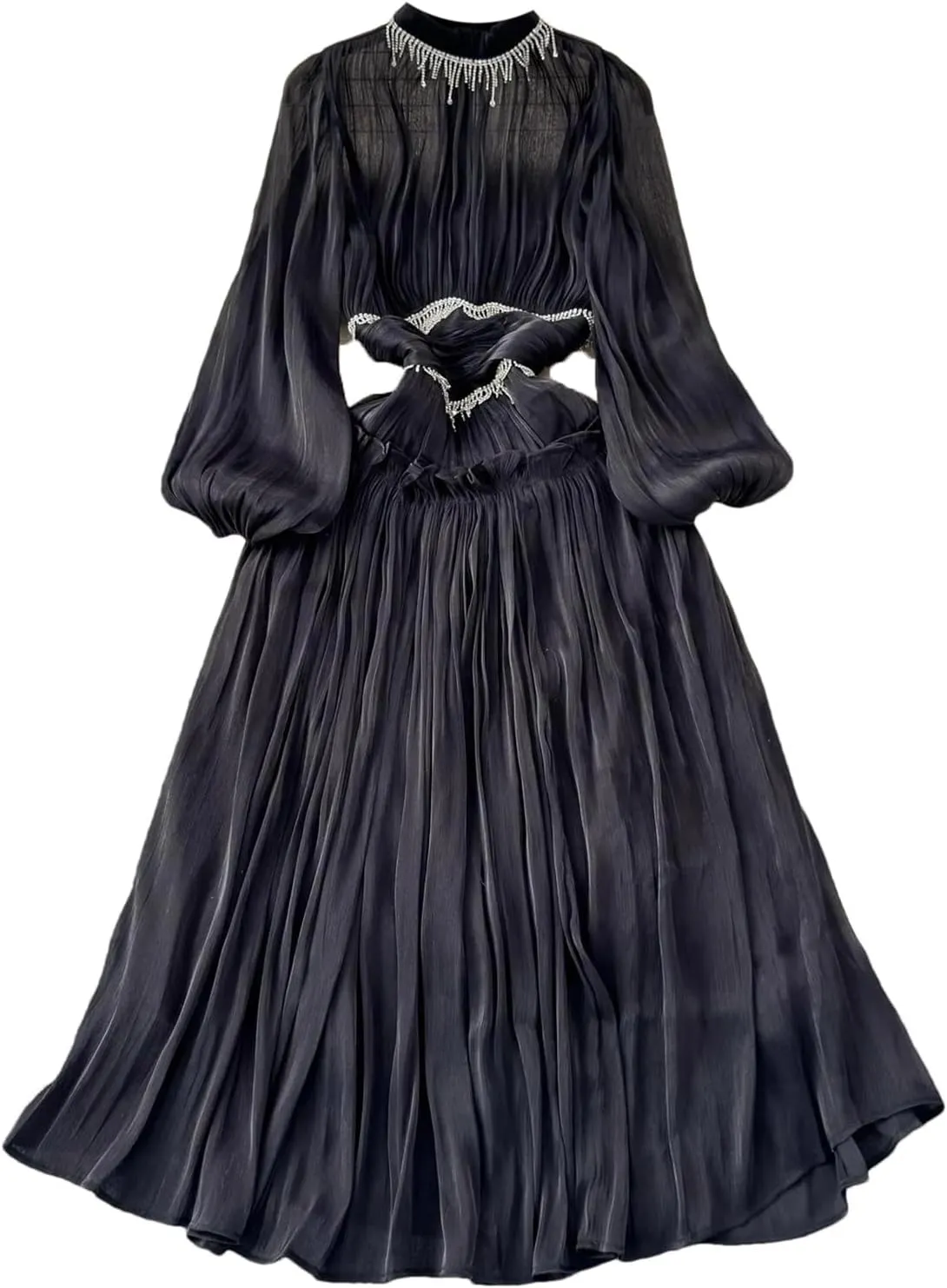 Women Dress Bodycon Tassel Elegant Evening Party Dresses Long Sleeve O-Neck Dresses