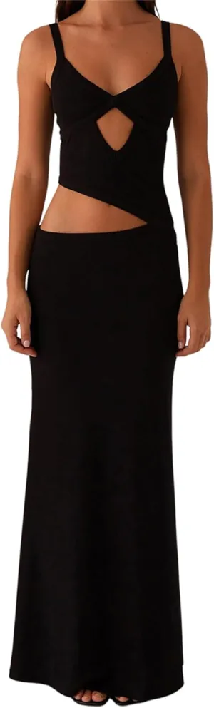 Women Sexy Spaghetti Strap Maxi Dresses Cutout Bodycon Cami Long Slip Dress Sleeveless Backless Slim Fit Cami Dress