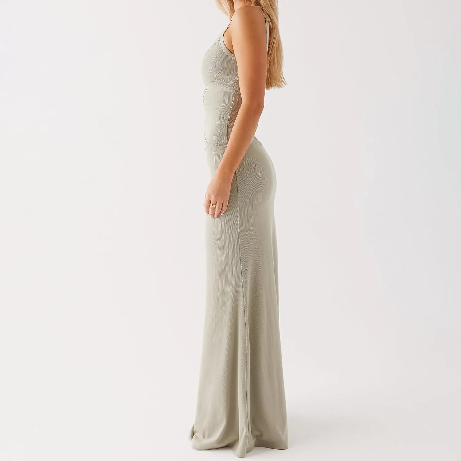 Women Sexy Spaghetti Strap Maxi Dresses Cutout Bodycon Cami Long Slip Dress Sleeveless Backless Slim Fit Cami Dress