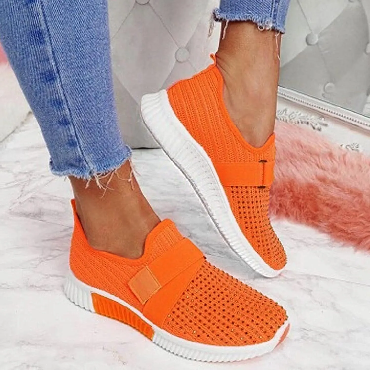 Womens Orthopedic Walking Loafers Slip On Sneakers with Arch Support Comfortable Casual Shoes Plantar Fasciitis Relief Foot Heel Pain Diabetic Feet