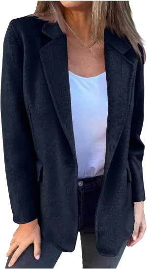 XUNRYAN Trench Coat for Women Notch Lapel Faux-Wool- Blend Jacket Winter Fall Fashion Business Casual Work Office Jackets