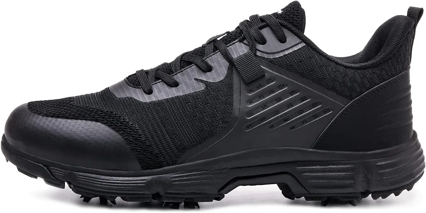 ZVC Golf Shoes Men with Spikes Mesh Breathable Professional Spiked Men Outdoor Golf Walking Sport Training